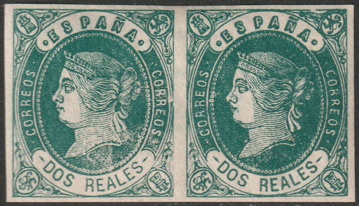 Spain 1862 Sc 60b pair MH*