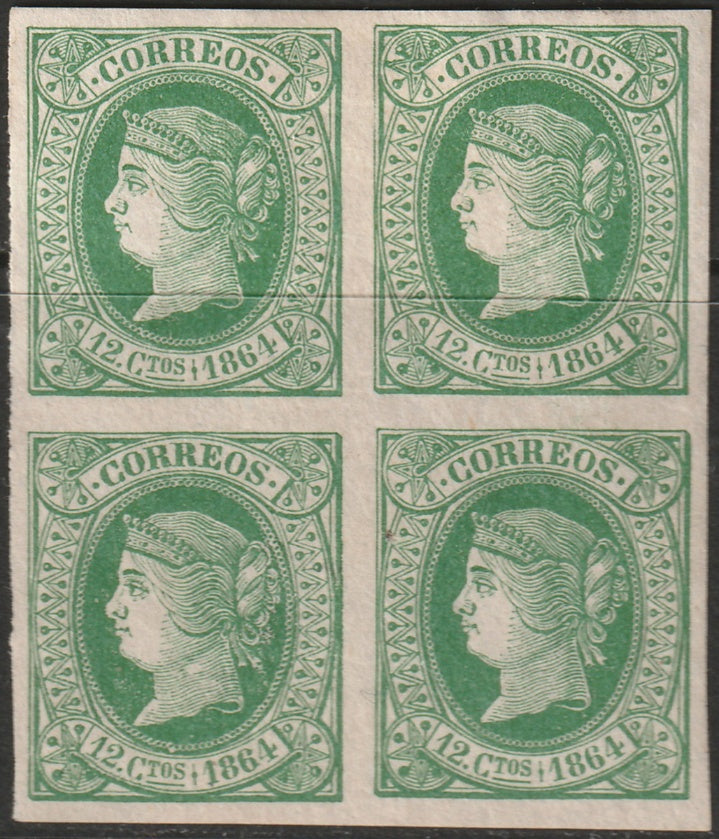 Spain 1864 Sc 63 block MNG(*)