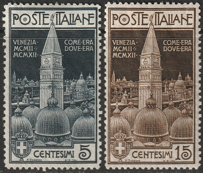 Italy 1912 Sc 124-5 set MLH* gum crazing/toning