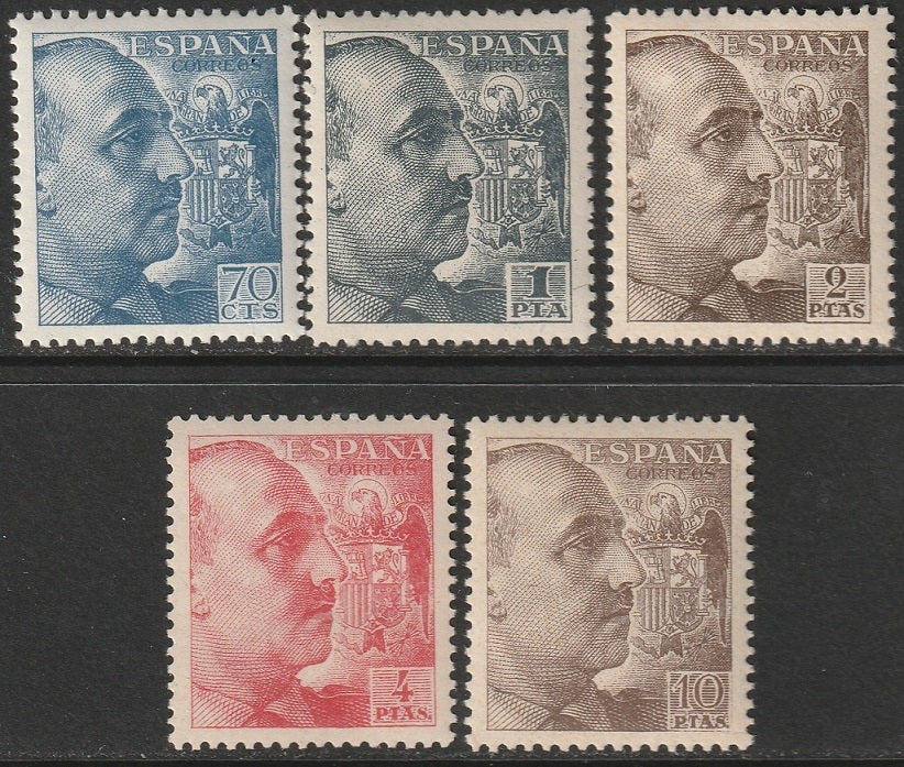 Spain 1949 Sc 701a-4a,709a set high values MLH* all perf 13x13.5