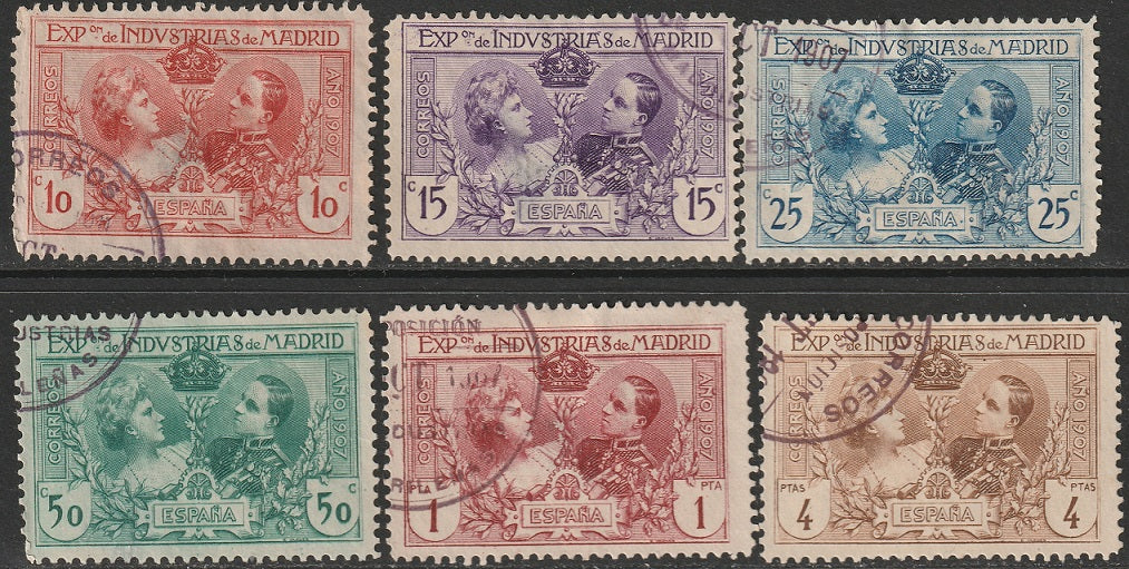 Spain 1907 Sc unlisted Madrid exposition set used all faulty