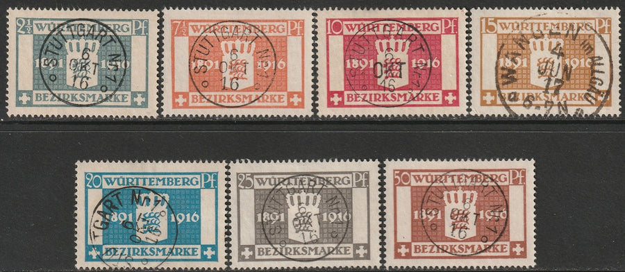 Wurttemberg 1916 Sc O33-9 official set used most Stuttgart cancels