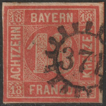 Bavaria 1862 Sc 14 used "371" (Öttingen) cancel