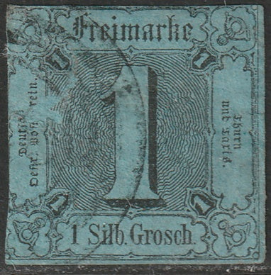 Thurn & Taxis 1852 Sc 4 used faulty large thins surface damage