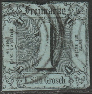 Thurn & Taxis 1853 Sc 5 used damage at top