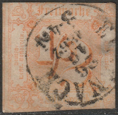 Thurn & Taxis 1862 Sc 17 used Eisenach cancel small thins