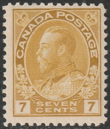 Canada 1916 Sc 113 MLH* yellow ochre thin