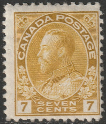 Canada 1916 Sc 113 MLH* yellow ochre some gum crazing