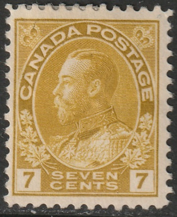 Canada 1916 Sc 113 MH* yellow ochre heavy hinge