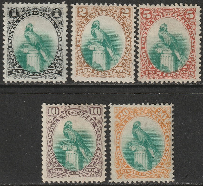 Guatemala 1881 Sc 21-5 set MH*/MNG(*) some disturbed gum