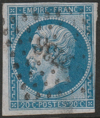 France 1860 Sc 15d used "3738" (Tenez) PC cancel thin