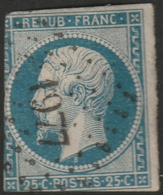 France 1852 Sc 11 used "1977" (Moselle) PC cancel trimmed