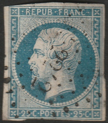 France 1852 Sc 11 used "2212" (Mutzig) PC cancel