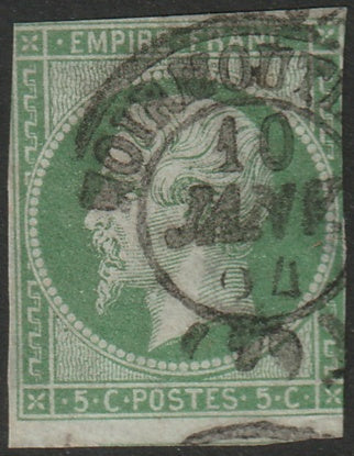 France 1854 Sc 13 used date cancel thins