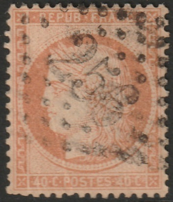 France 1870 Sc 59 used "256" (Avallon) GC cancel