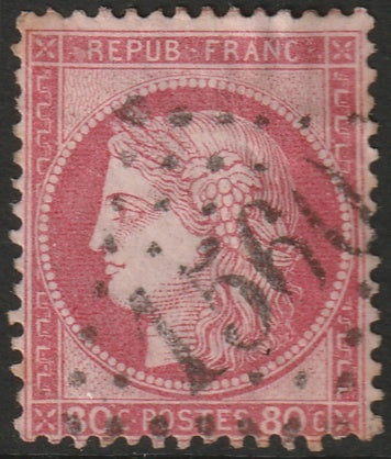 France 1872 Sc 63 used "1560" (Fougères) GC cancel