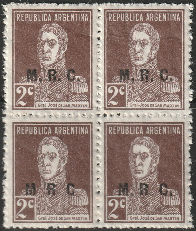 Argentina 1924 Sc OD338 var official block MNH** with variety