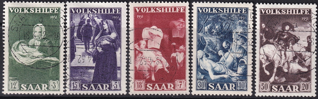 Saar 1951 Sc B84-8 set used Saarbrücken cancels