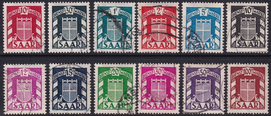 Saar 1949 Sc O27-38 official set used