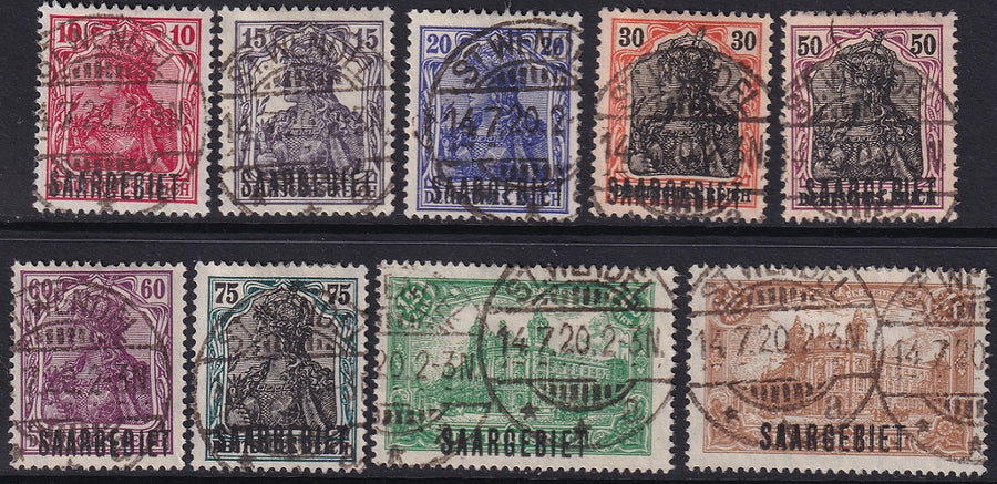 Saar 1920 Sc 43/56 partial set used all St. Wendel cancels