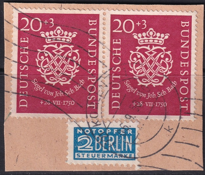 Germany 1950 Sc B315 pair used on piece Koblenz cancel