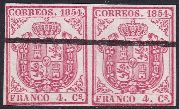 Spain 1854 Sc 25a pair specimen (muestra) MNGAI(*)