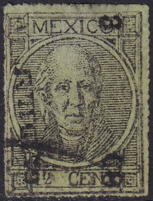 Mexico 1868 Sc 47 used Guadalajara 3 68" overprint