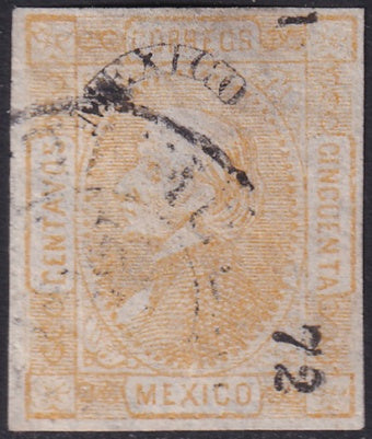 Mexico 1872 Sc 96 used "Mexico 1 72" overprint thin