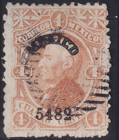 Mexico 1882 Sc 117 used "Mexico 54 82" overprint