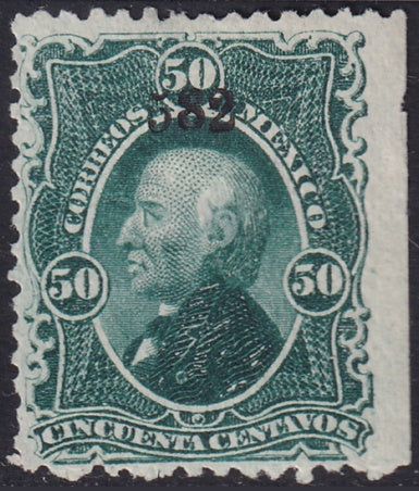 Mexico 1882 Sc 121 MH* "5 82" (Tulancingo) overprint disturbed gum