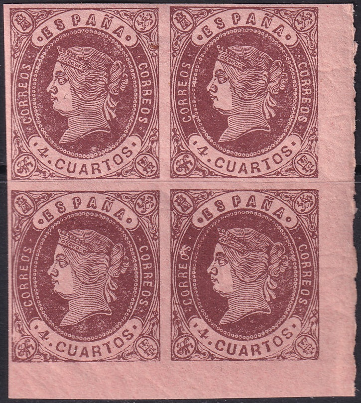 Spain 1862 Sc 56 corner block MNH** some crazed gum