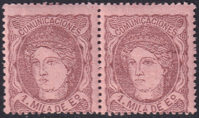 Spain 1870 Sc 159b pair MNH** light creases