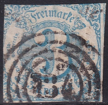 Thurn & Taxis 1859 Sc 48 used "134" (Mainz) cancel