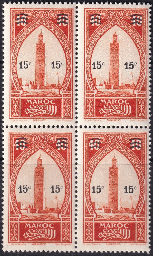 French Morocco 1930 Sc 120 block MNH**