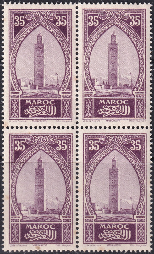 French Morocco 1923 Sc 101 block MNH**