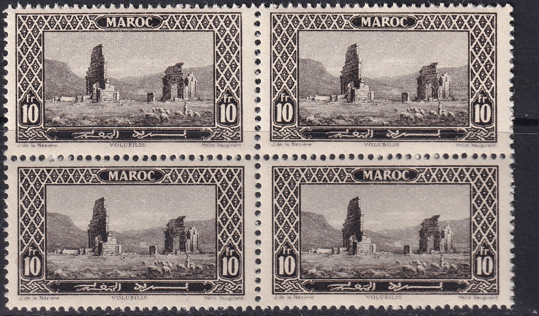 French Morocco 1923 Sc 115 block MNH** disturbed gum