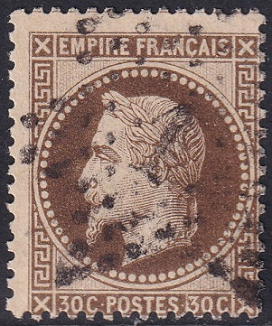 France 1867 Sc 34a used Paris "1" star cancel