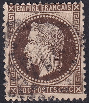 France 1867 Sc 34a used Paris "1" star cancel