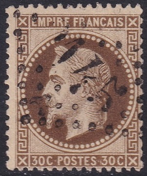 France 1867 Sc 34a used "2145" (Lyon) GC cancel