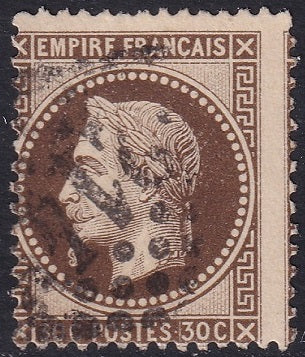 France 1867 Sc 34a used "2145" (Lyon) GC cancel