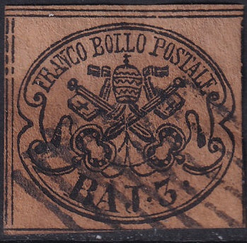 Italy Roman States 1852 Sc 4 Papal States used grill cancel