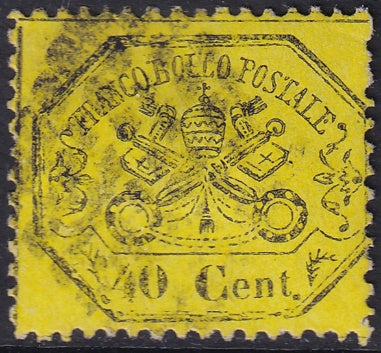 Italy Roman States 1868 Sc 24c Papal States used missing dot variety lozenge cancel