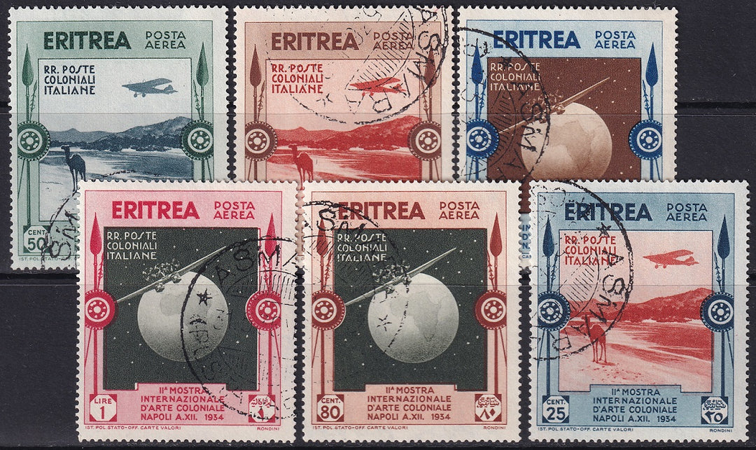 Eritrea 1934 Sc C1-6 air post set used Asmara cancels