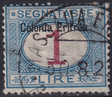 Eritrea 1903 Sc J8 postage due used Massaua cancel repaired corner