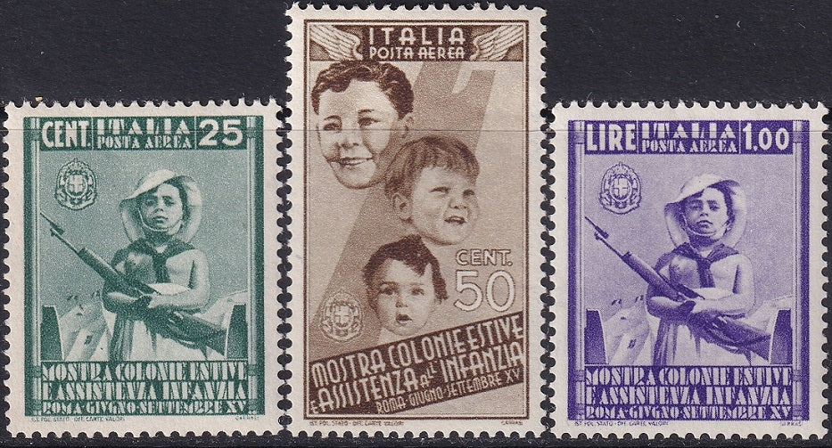 Italy 1937 Sc C89-91 air post partial set MH* gum toning