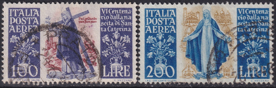 Italy 1948 Sc C127-8 air post set used small thin