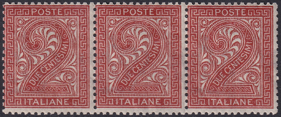 Italy 1865 Sc 25 strip of 3 MNH**