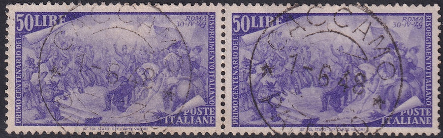 Italy 1948 Sc 505 pair used Caccamo cancels