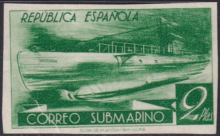 Spain 1938 Sc 605B var imperf colour essay MH* corner crease