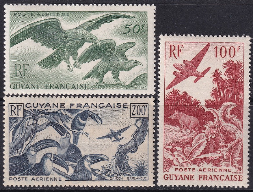 French Guiana 1947 Sc C18-20 air post set MLH*